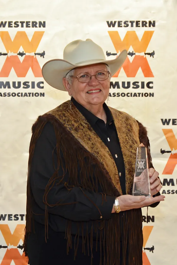Judy James with her award at the Western Music Association